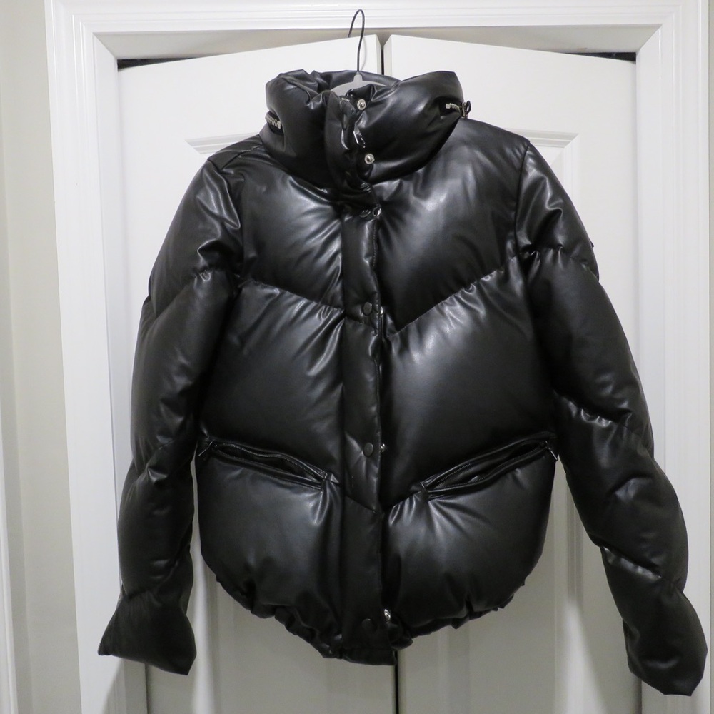 SAM. Women's Shiny Black Puffer Jacket
